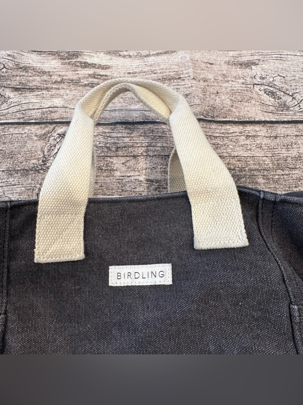 Birdling Black Canvas Laptop Tote Bag Backpack with Cream Handles ~15”x13” - Picture 3 of 8